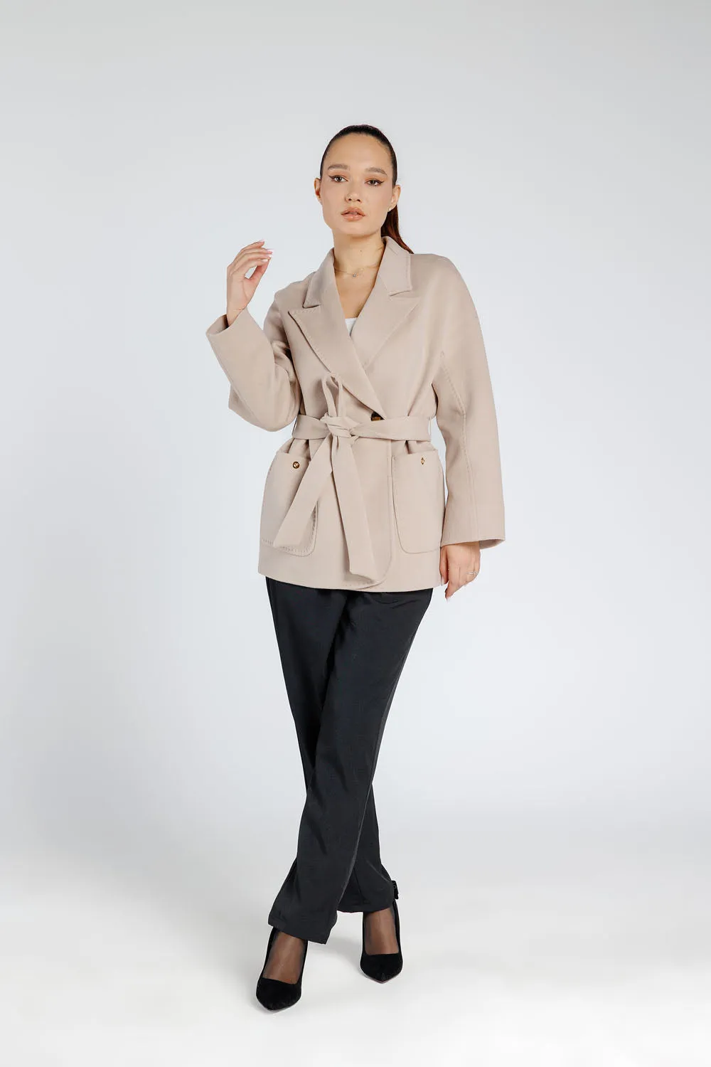 Mareus Fabrica de Blanuri Pearl 368 palton casmir cu cordon