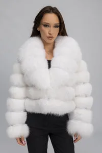 Mareus Arctic White 467 haină blană vulpe polară albă