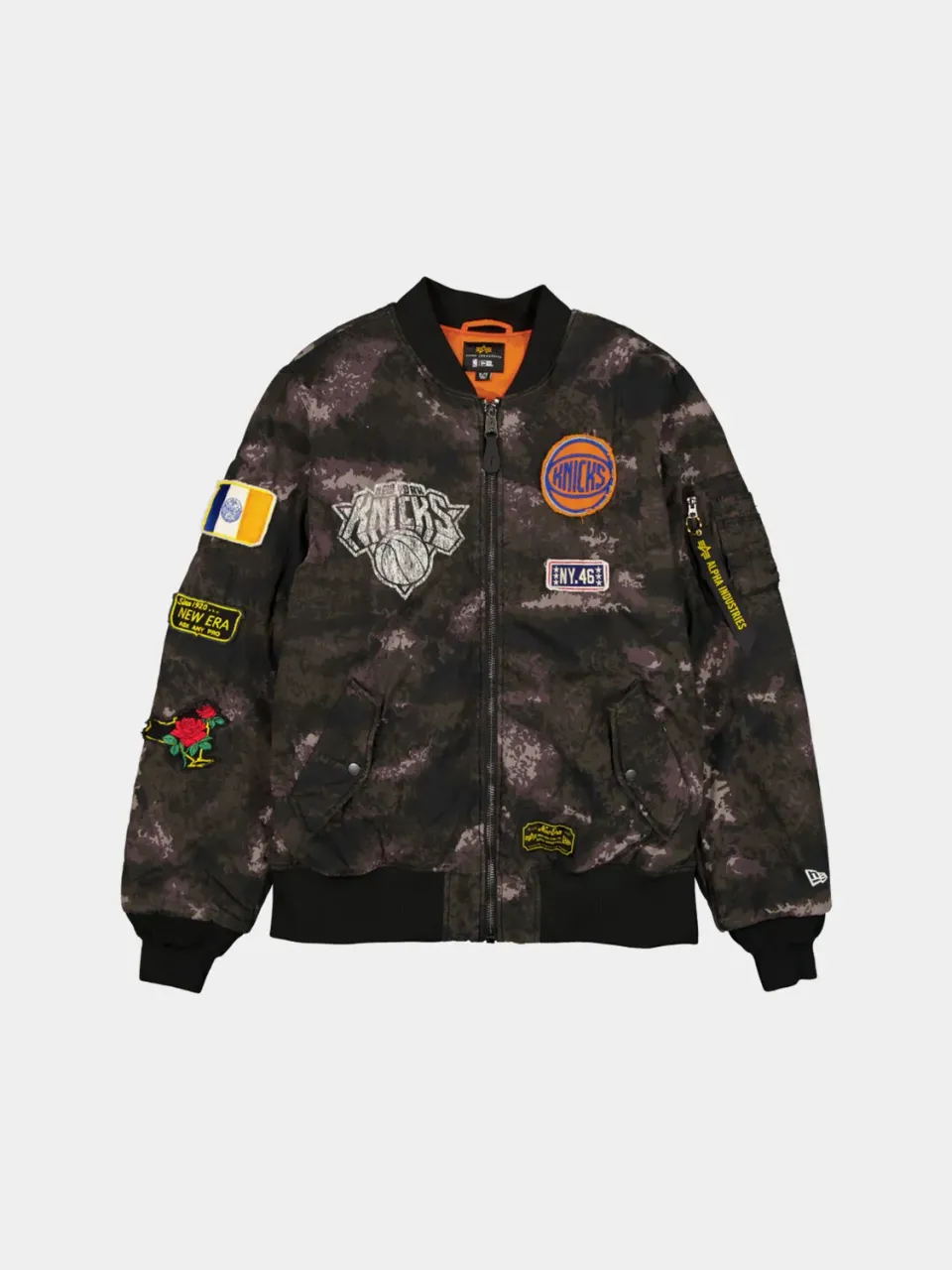 Alpha Industries New York Knicks MA-1 geacă bomber negru camo