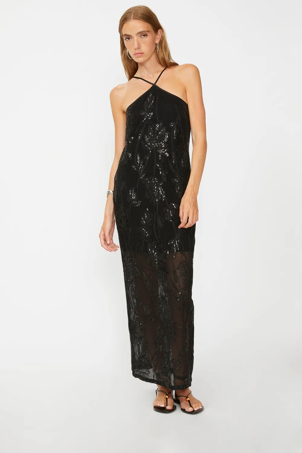 Isabelle Blanche Dress rochie neagra lunga paiete