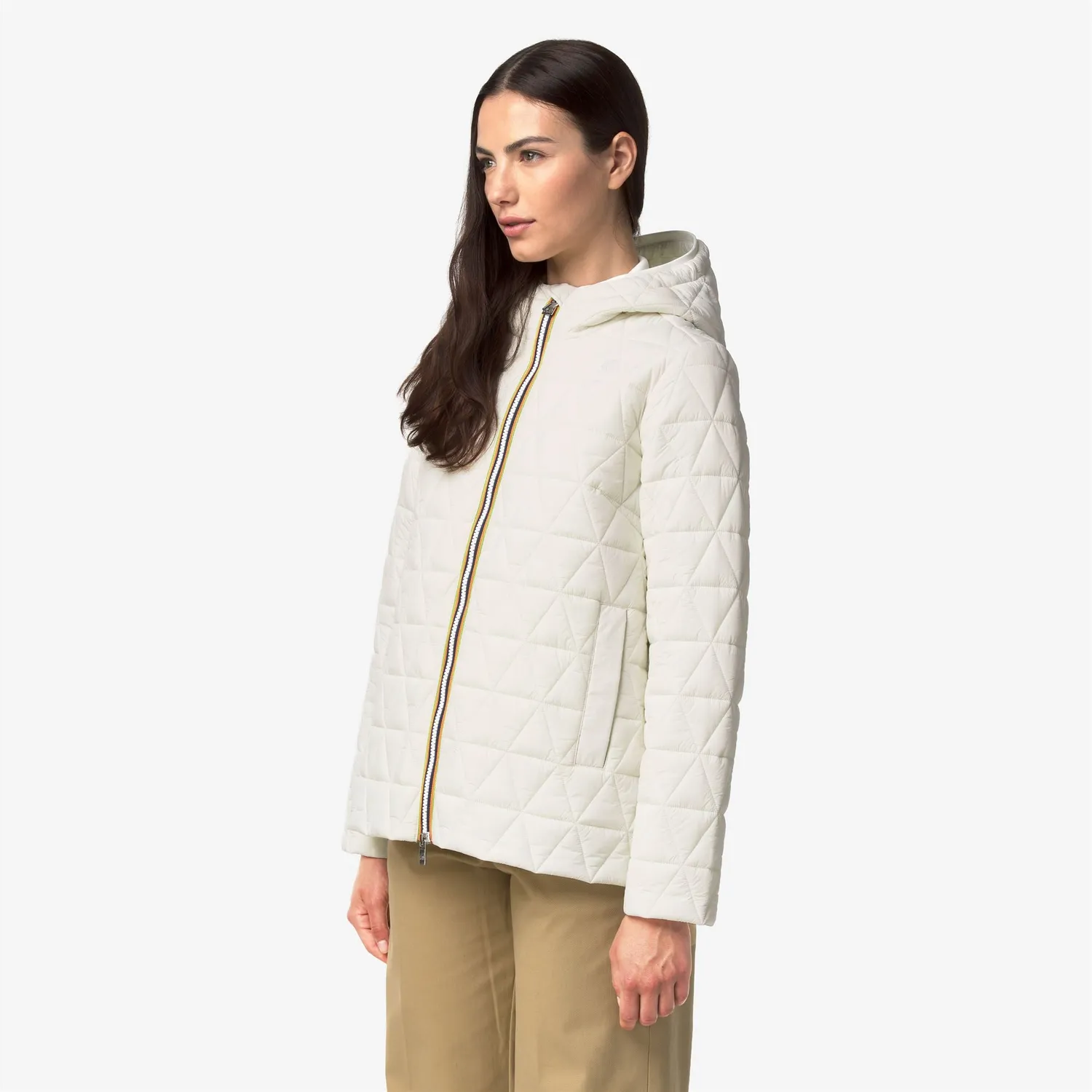 K-Way Madlaine Diamond Quilted Warm geacă alb natural