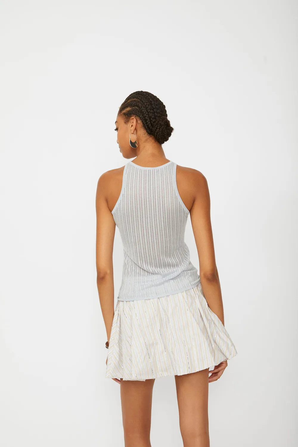 Isabelle Blanche top tricotat perforat custard S