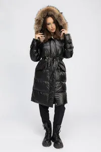 Mareus Obsidian Black 457 geacă parka damă blană raton