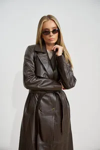 Mareus Fabrica de Blanuri 667 trench piele ciocolatiu 125 cm