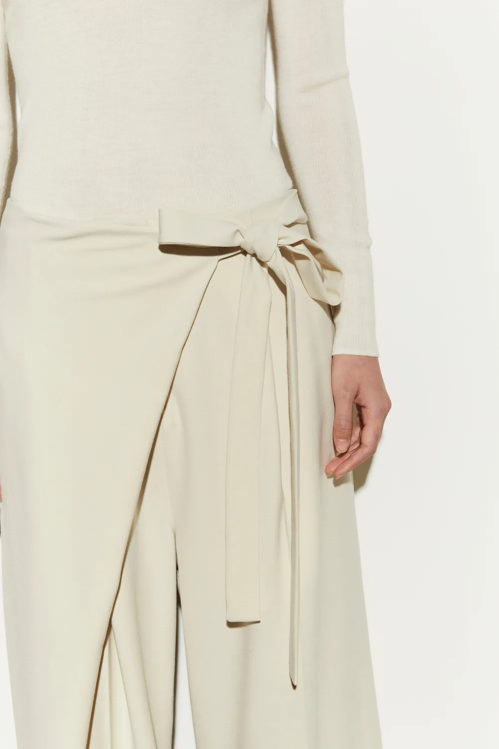 Pantaloni Isabelle Blanche ivoire cu funda fata