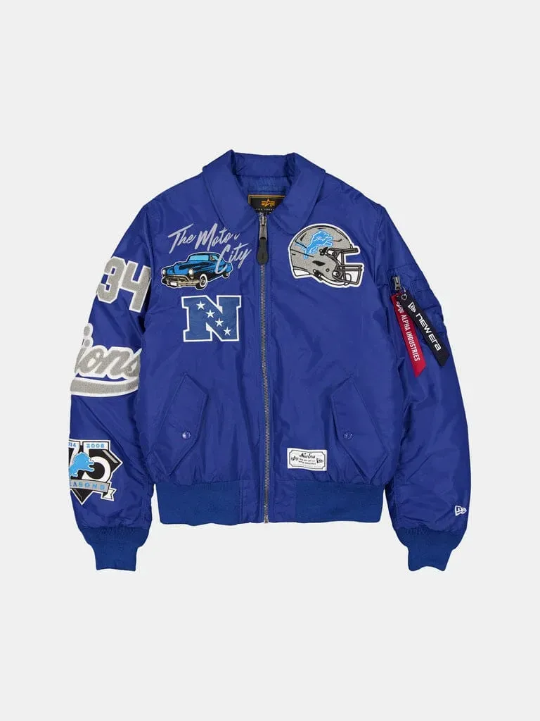 Alpha Industries MA-1 Detroit Lions geacă albastră ușoară