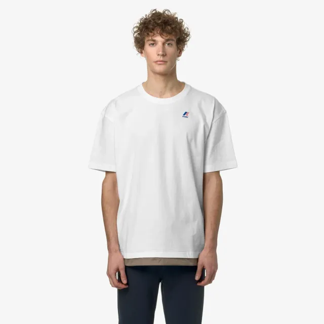 K-Way Le Vrai Serille tricou alb-bej taupe din bumbac