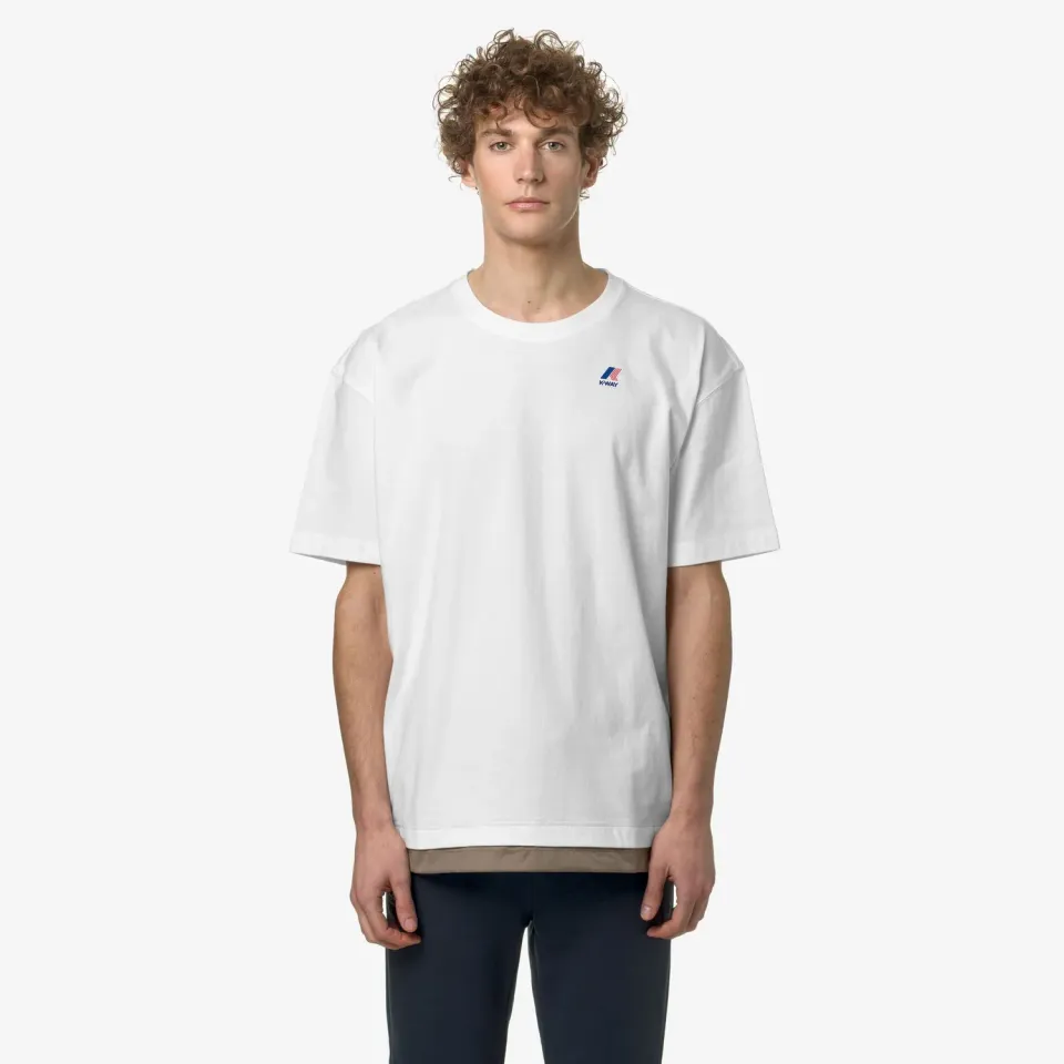 K-Way Le Vrai Serille tricou alb-bej taupe din bumbac