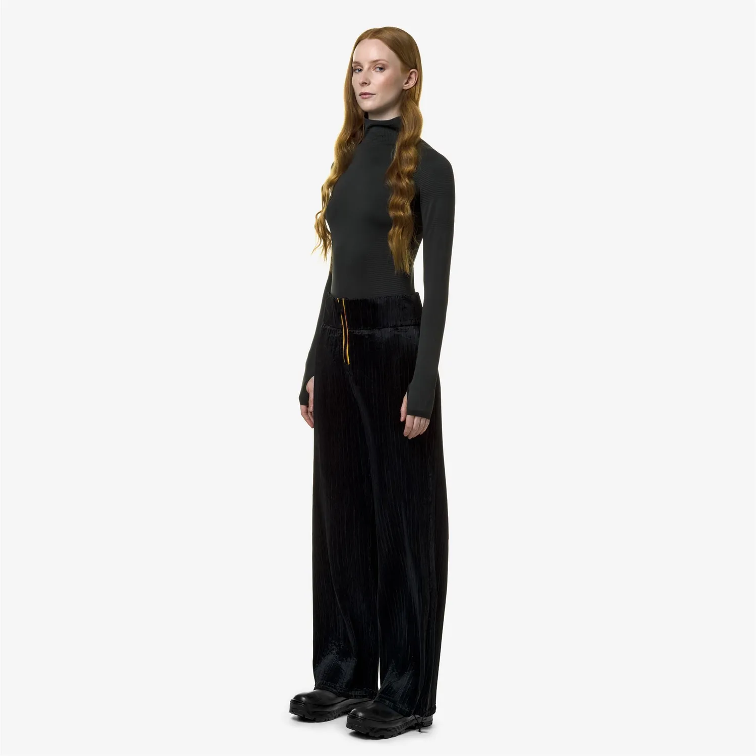 K-Way Baggy Plisse Pantaloni Sport Dama Negru Plisat