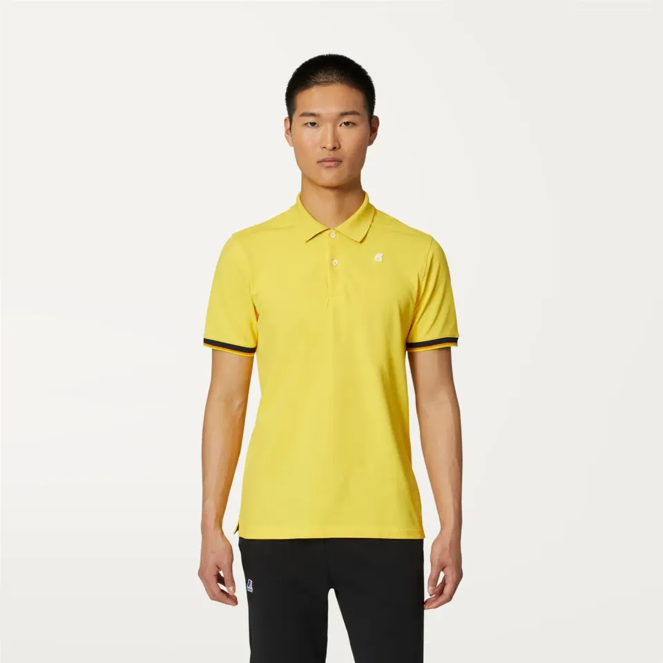 K-Way Vincent polo barbati galben sunstruck bumbac elastic