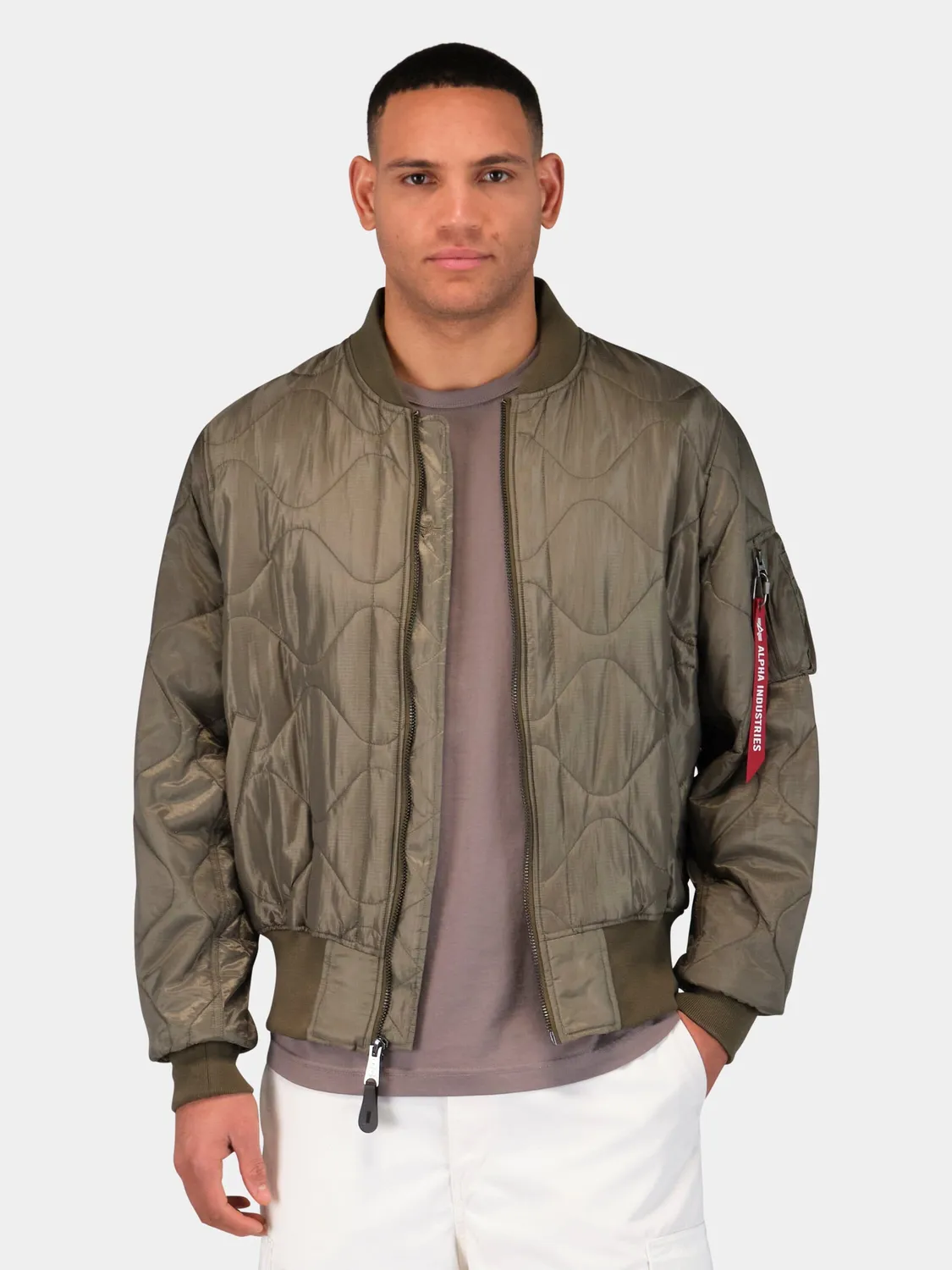 Alpha Industries L-2B Relaxed Quilted Flight geacă verde nailon