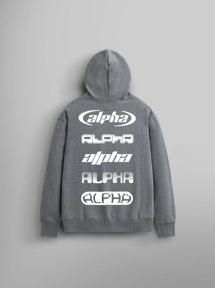 Alpha Industries Alpha Logos Hoodie hanorac gri bumbac gros