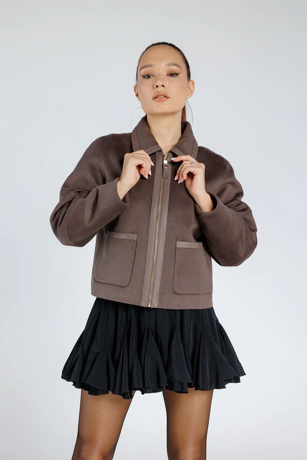 Mareus geaca casmir Bronze 369 scurta 52 cm piele
