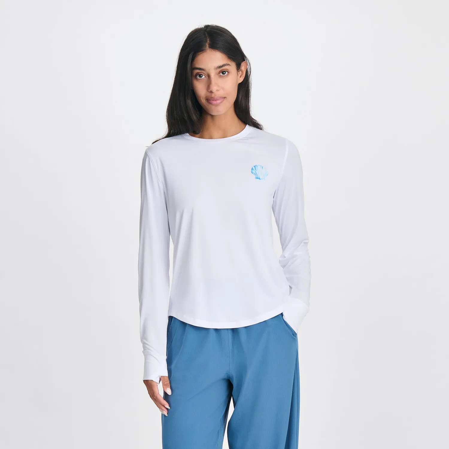 Eddie Bauer Solarfoil Pullover Print bluza alba protectie UV