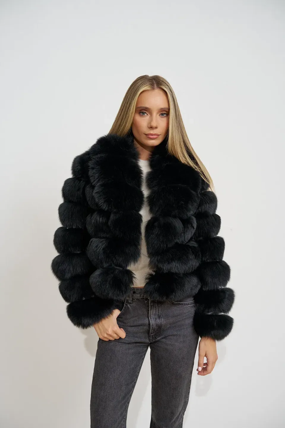 Mareus 484 haină vulpe polară Midnight Black negru