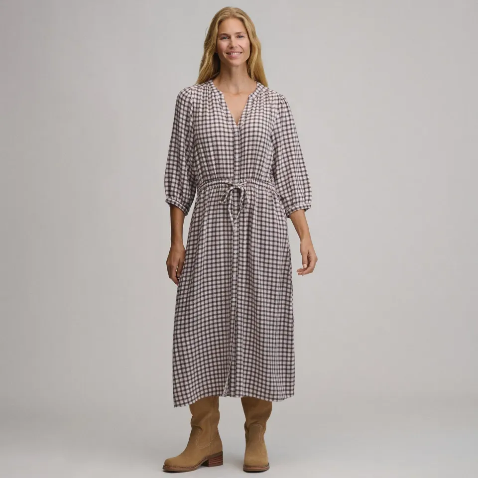 Eddie Bauer Plaid Button Front Belted Midi rochie Blossom carouri