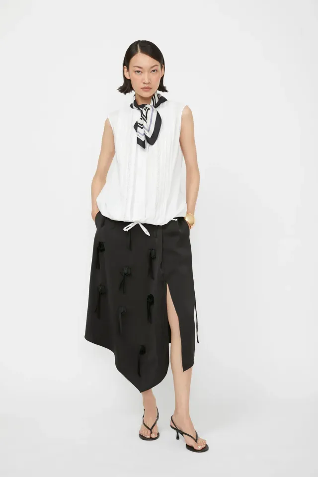 Isabelle Blanche bluza alba bumbac fara maneci dantela