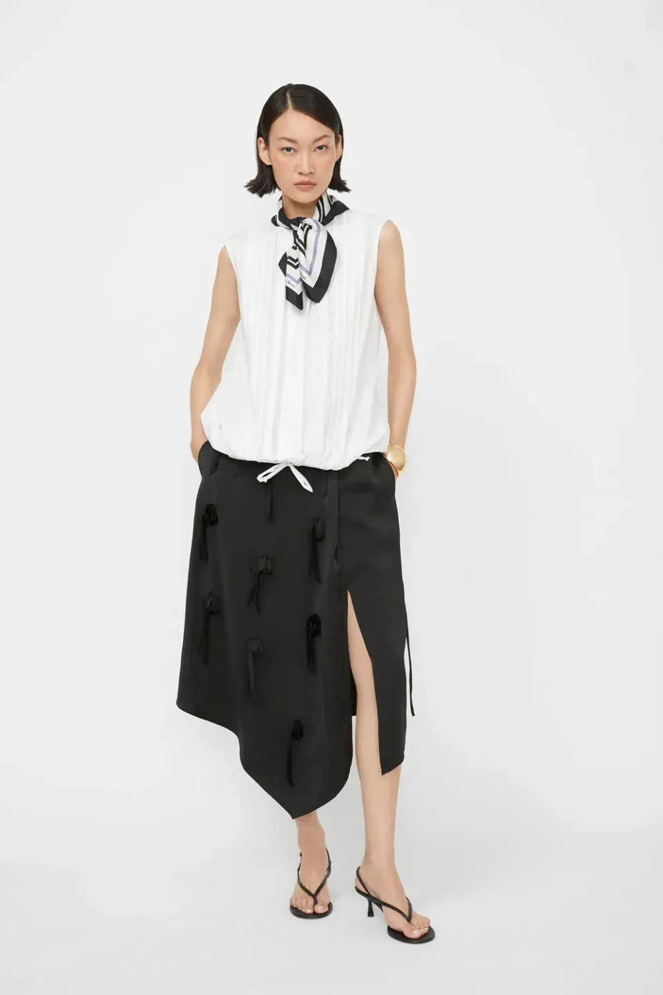 Isabelle Blanche bluza alba bumbac fara maneci dantela