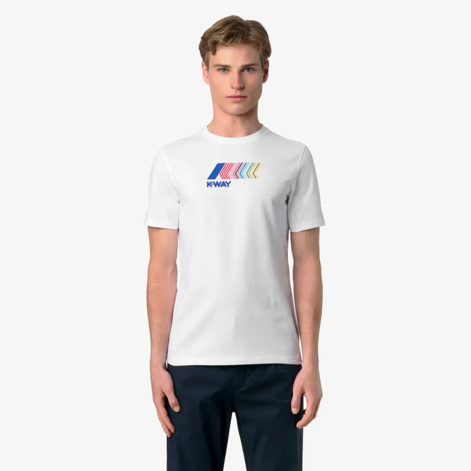 K-Way Odom Iconic Front tricou barbati alb slim bumbac
