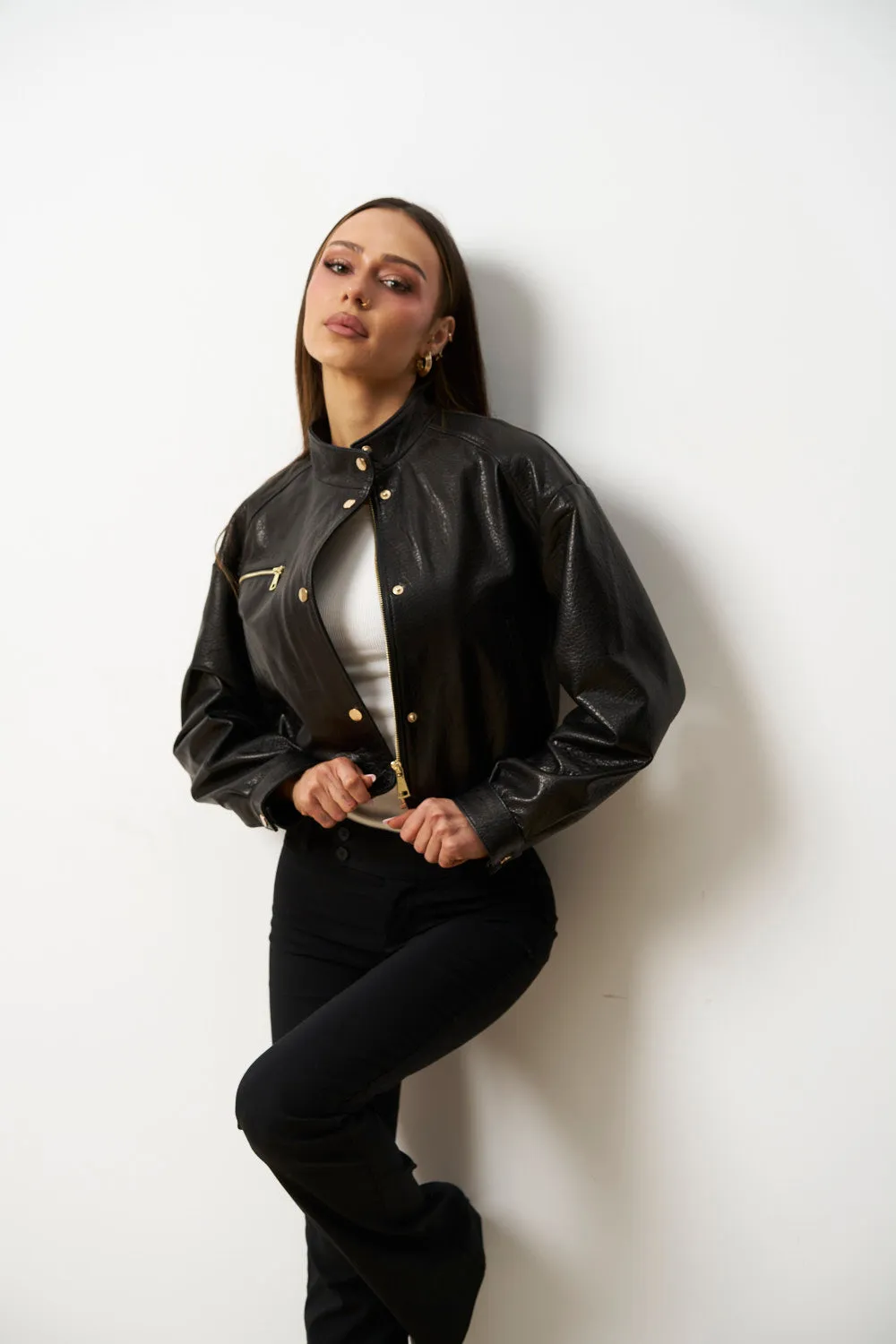 Mareus 621 geacă piele naturală obsidian cropped