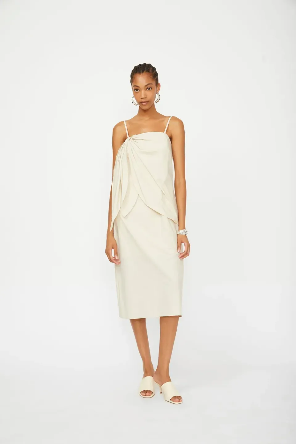 Isabelle Blanche rochie bumbac bej Chardonnay poplin