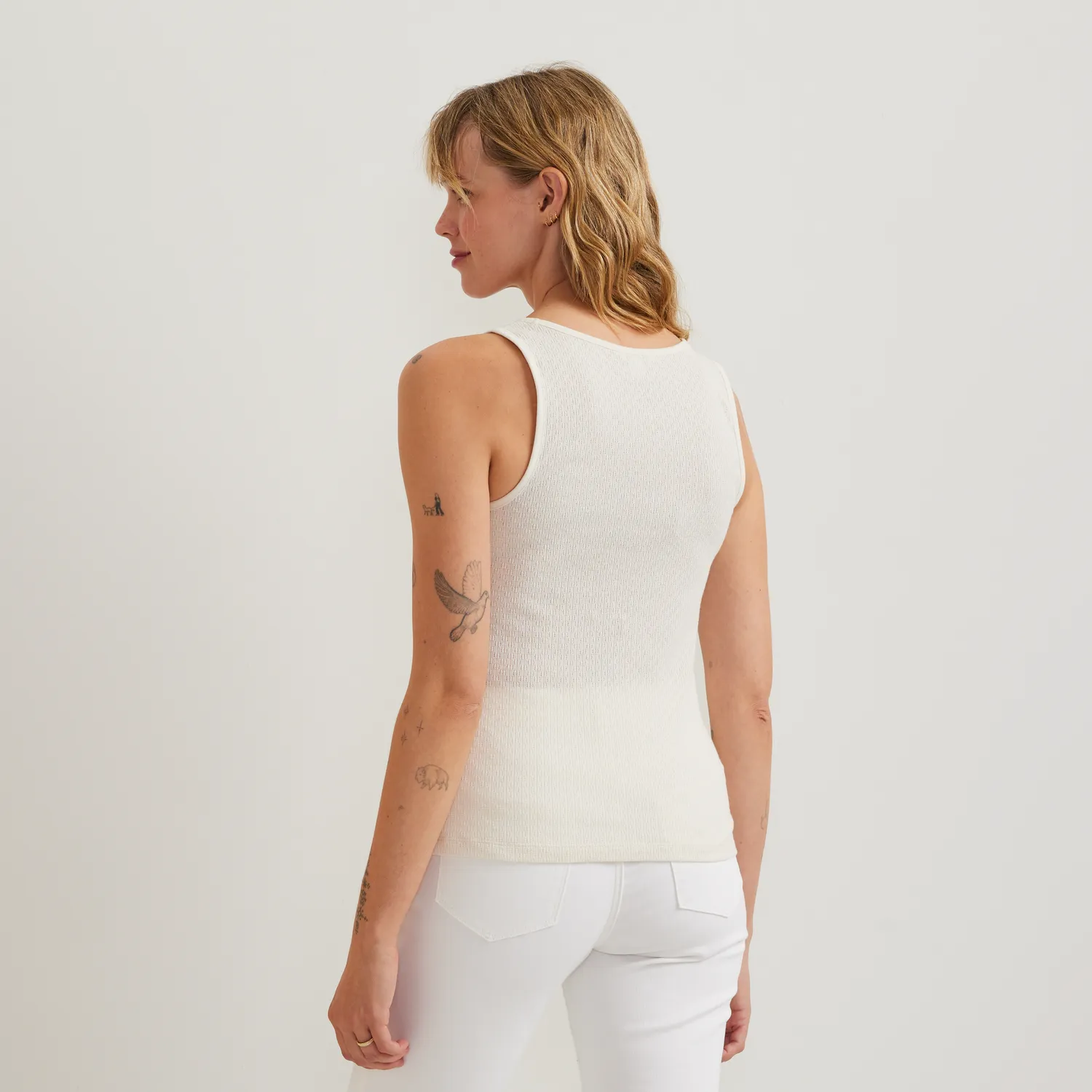 Eddie Bauer Pointelle Dobby Tank maiou damă ivory delicat