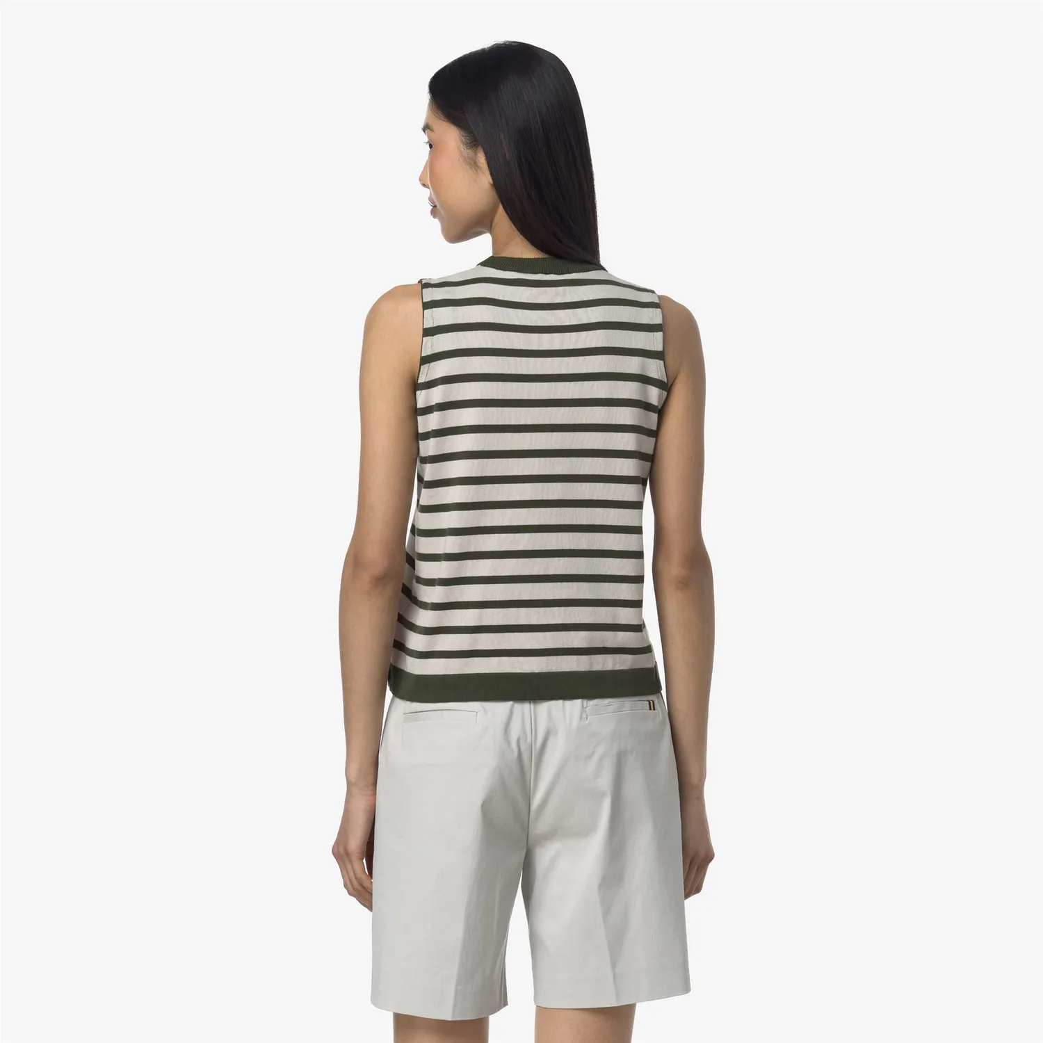 K-Way Geri Stripes vesta dama bej-verde dungi