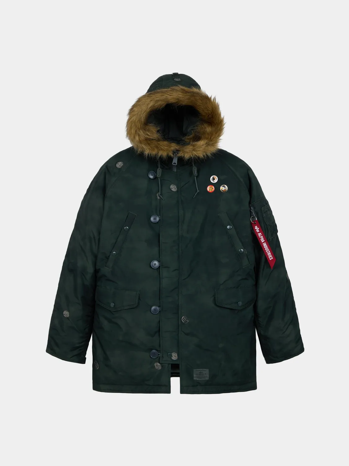 Alpha Industries N-3B Oxford palton negru vintage print