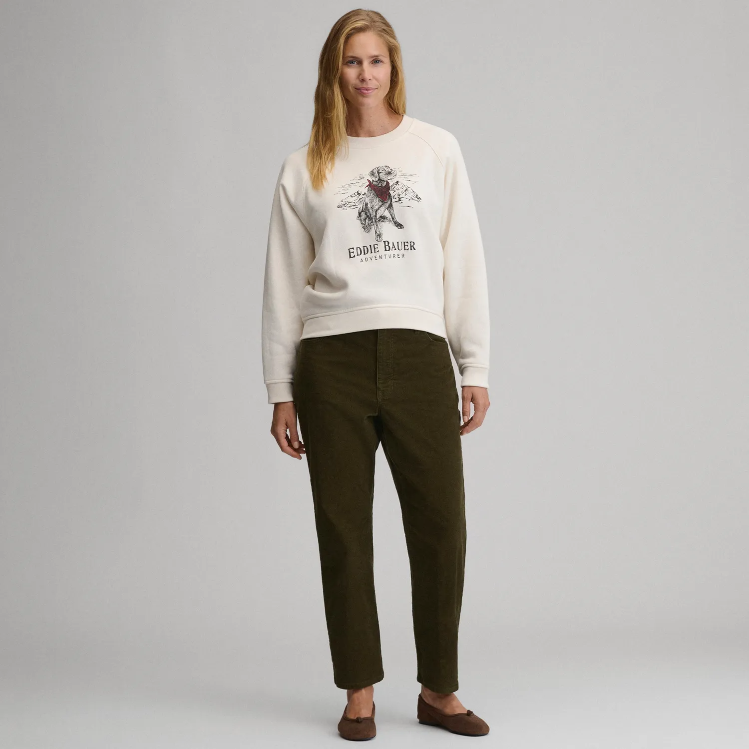 Eddie Bauer The Vintage Soft Crew Dog hanorac Ivory moale