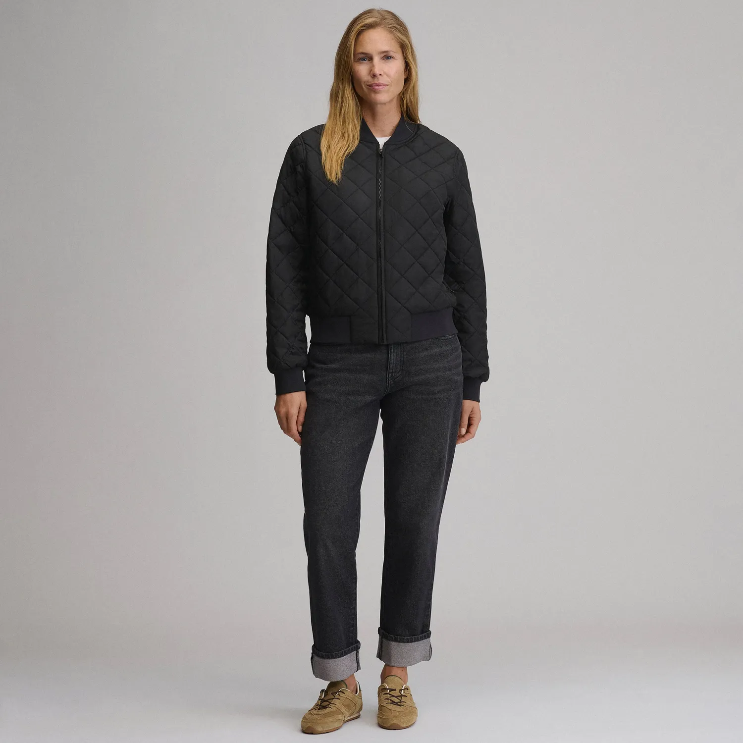 Eddie Bauer Quilted Bomber geaca dama Black