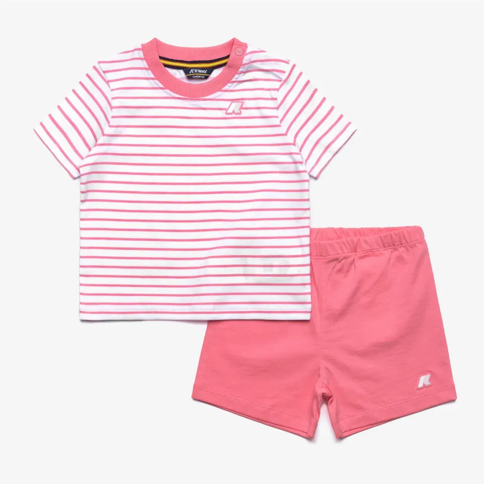 K-Way E. Pete Set Stripes Jersey compleu bebe alb-roz 2 piese