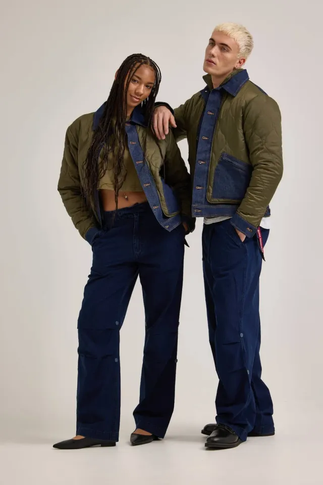 Alpha Industries Alpha x Lee Snowpant pantaloni Indigo ripstop bumbac