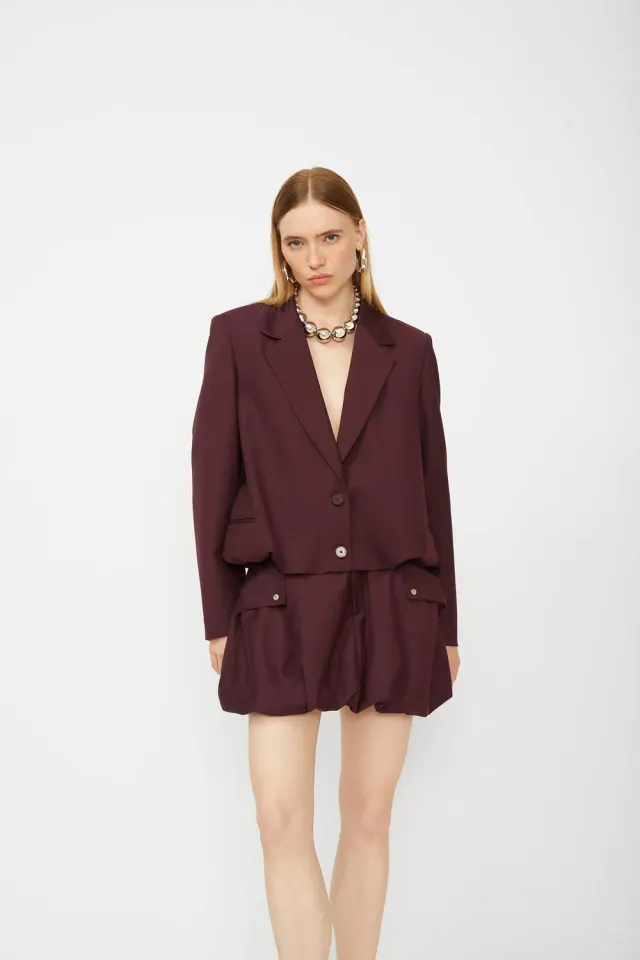 Isabelle Blanche blazer maro scurt balon