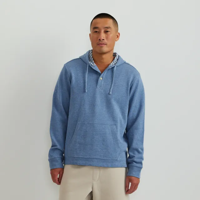 Eddie Bauer Henley Hoodie hanorac barbati ivory bumbac