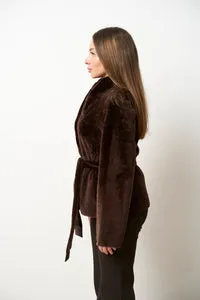 Mareus 659 palton merino damă ciocolatiu cald