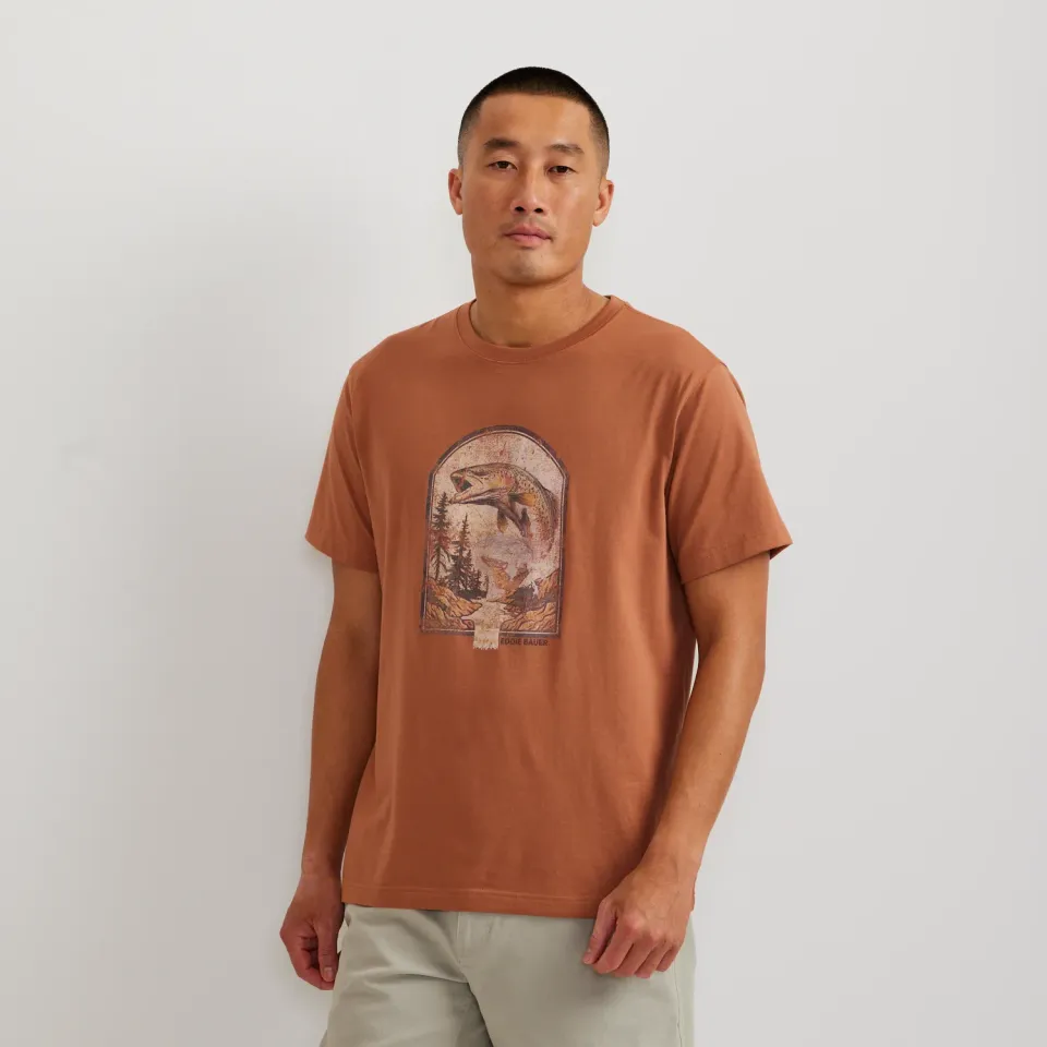 Eddie Bauer EB Salmon tricou barbati bej bumbac