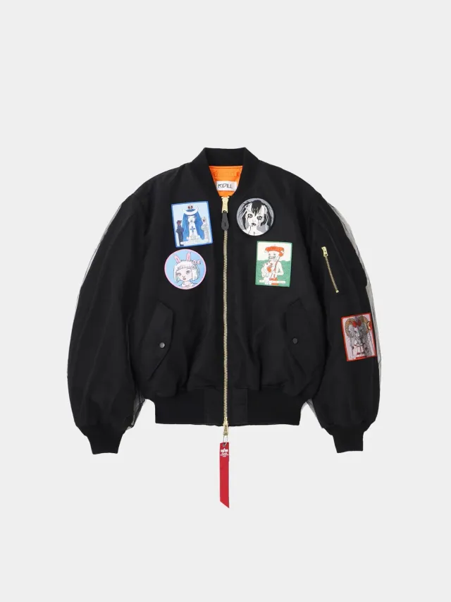 Alpha Industries Kidill Babyart MA-1 geacă bomber neagră brodată