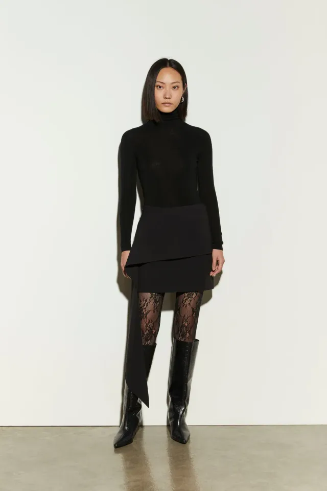 Isabelle Blanche fusta mini neagra cu panel