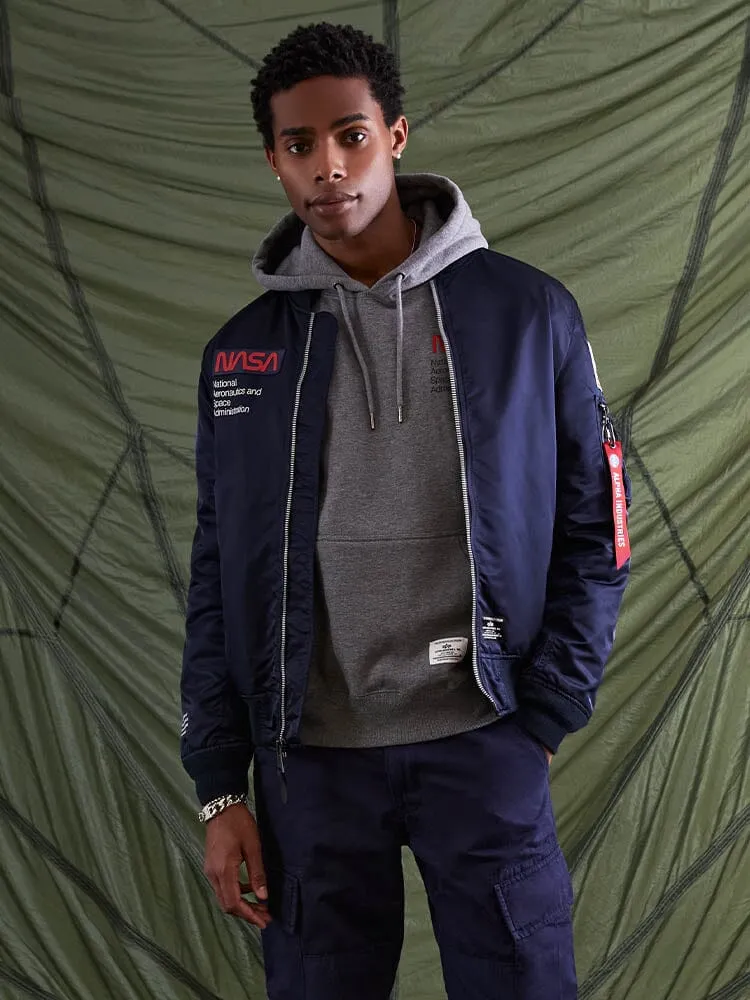 Alpha Industries NASA L-2B geaca bomber albastra usoara