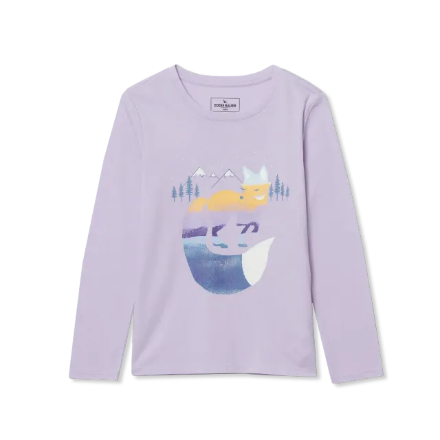 Eddie Bauer Girls Graphic Long Sleeve Tee bluza lila pastel bumbac