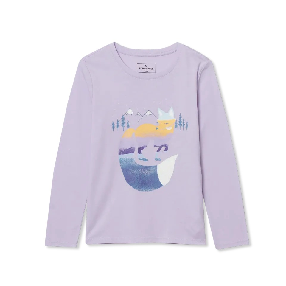 Eddie Bauer Girls Graphic Long Sleeve Tee bluza lila pastel bumbac