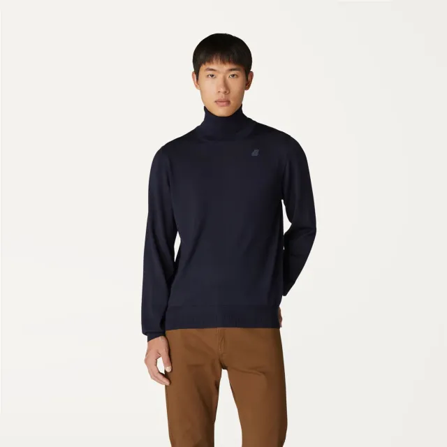 K-Way Henry Merino pulover bărbați Blue Depth lână