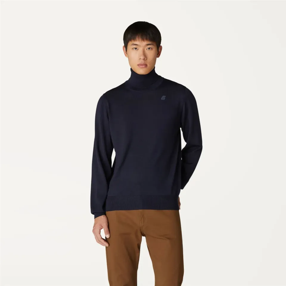 K-Way Henry Merino pulover bărbați Blue Depth lână