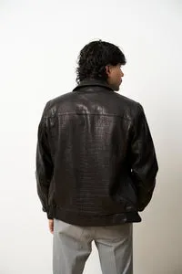 Mareus Obsidian Croc 616 geaca piele bomber negru croco