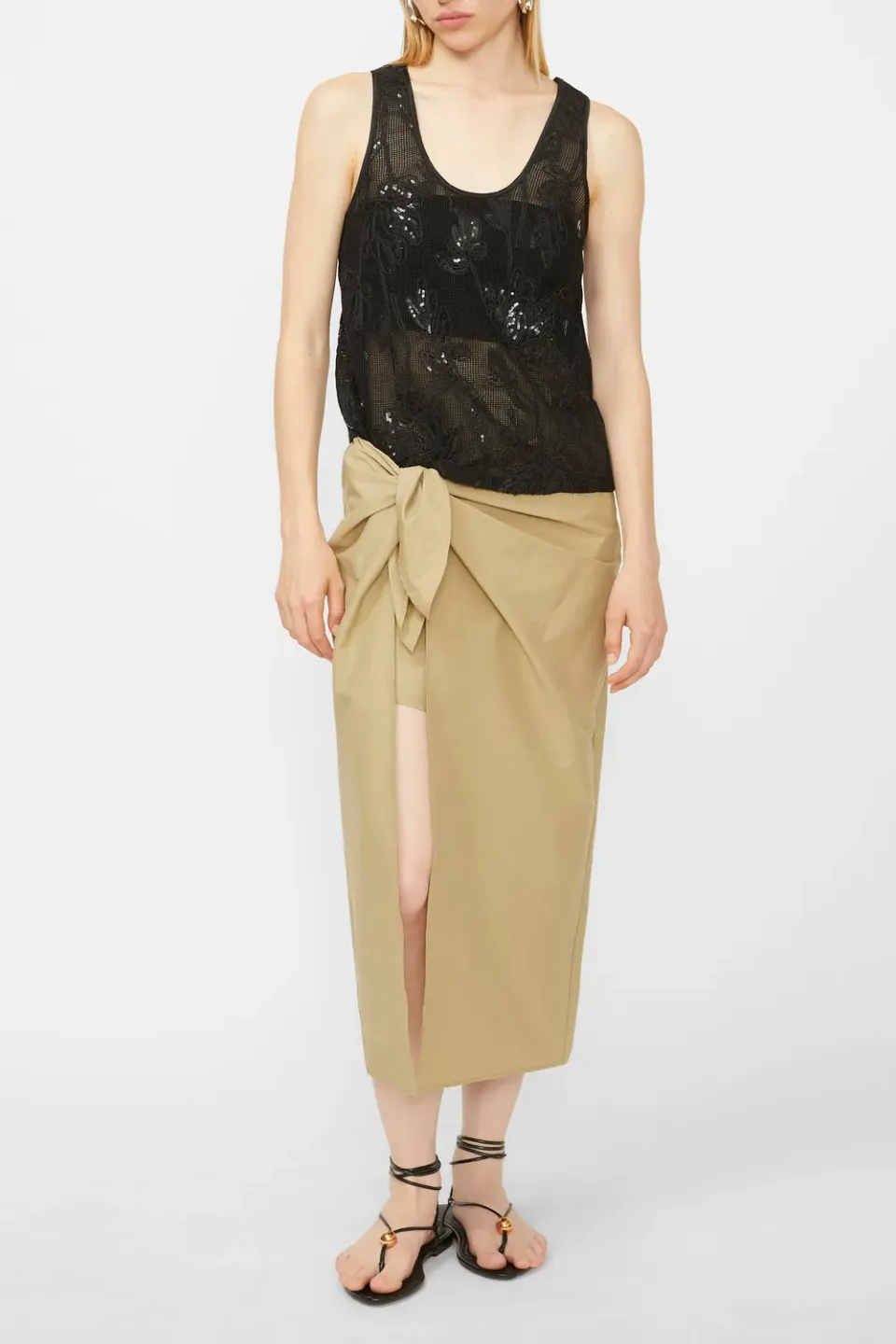 Isabelle Blanche top negru din bumbac cu broderie