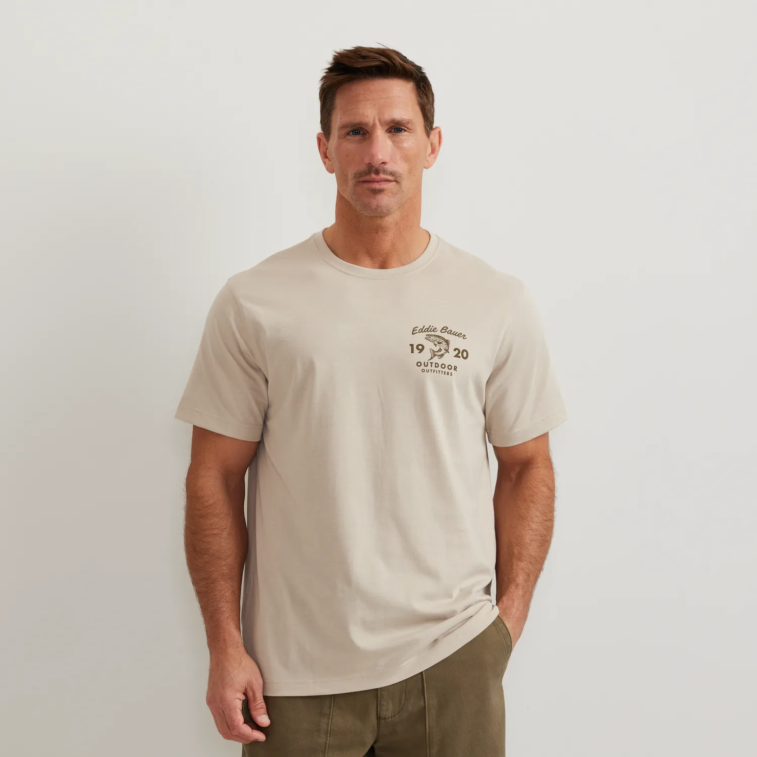 Eddie Bauer Fish Club tricou barbati gri bumbac