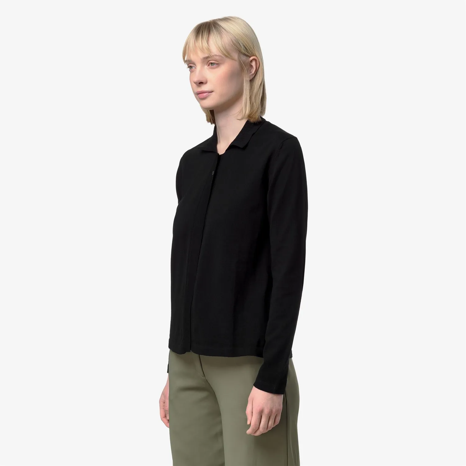K-Way Lenid pulover polo dama negru bumbac antipilling