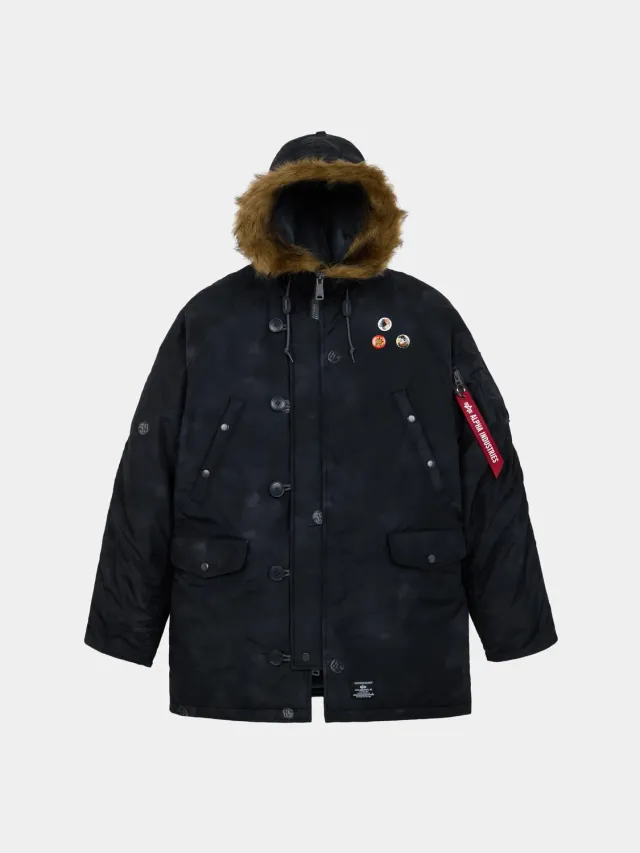 Alpha Industries N-3B Oxford palton negru vintage print