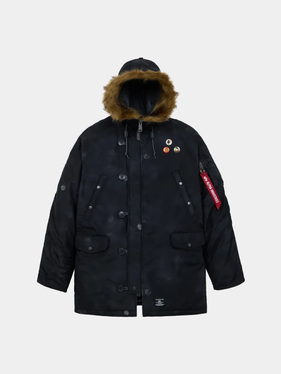 Alpha Industries N-3B Oxford palton negru vintage print