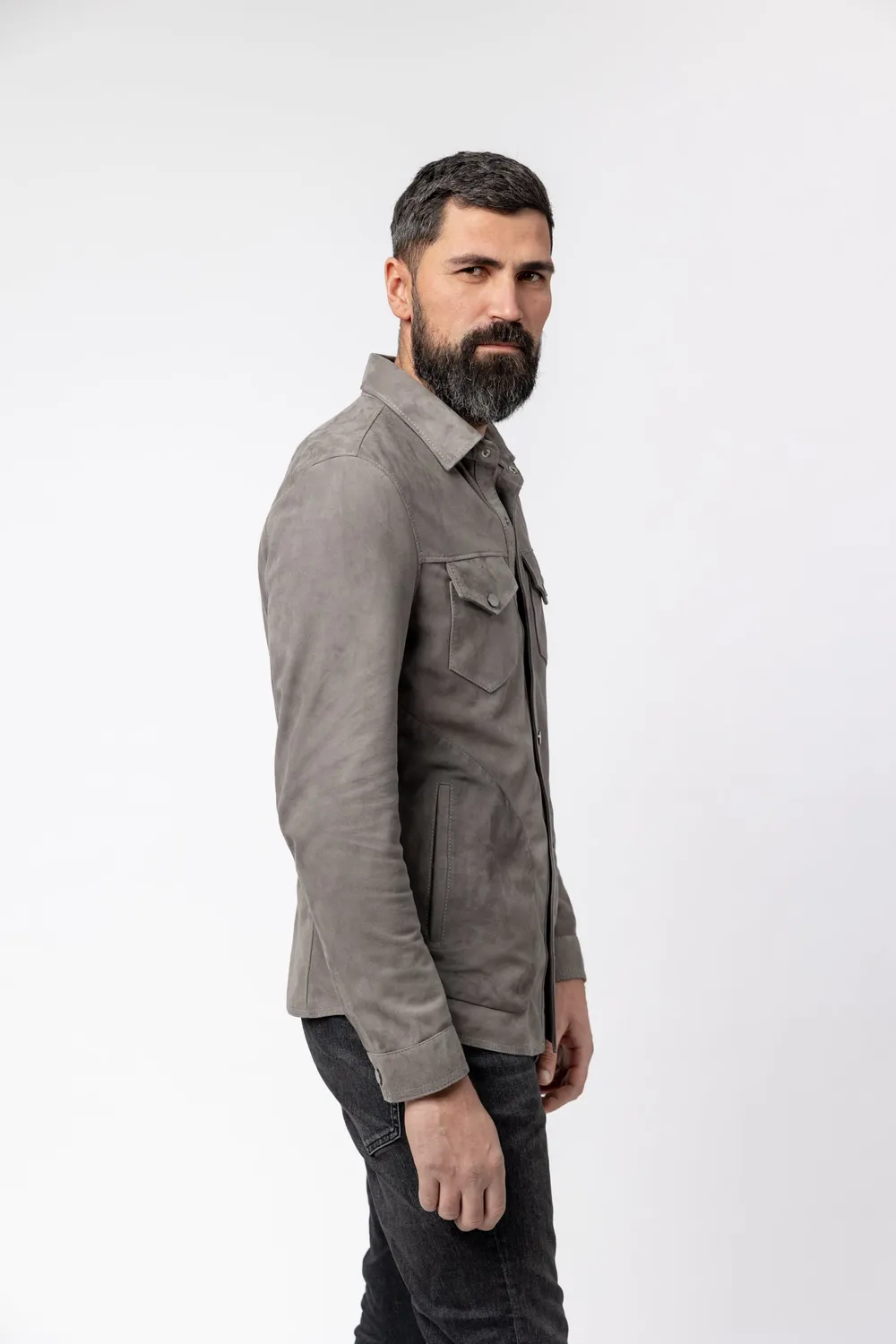 Mareus Fabrica de Blanuri Silver Grey 110 geacă piele bărbați XL